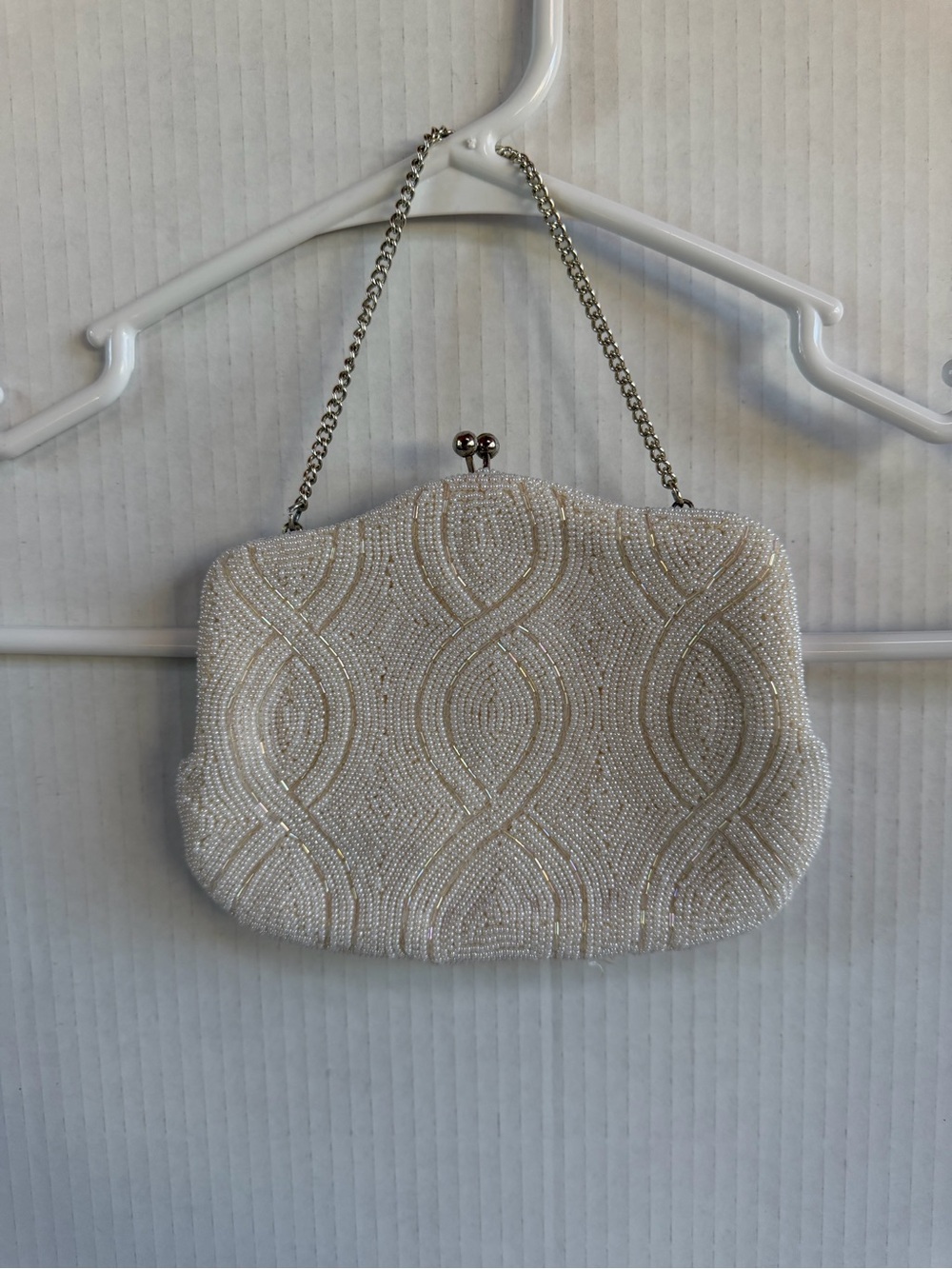 Walborg Vintage Beaded Pearl White Evening Clutch Handbag